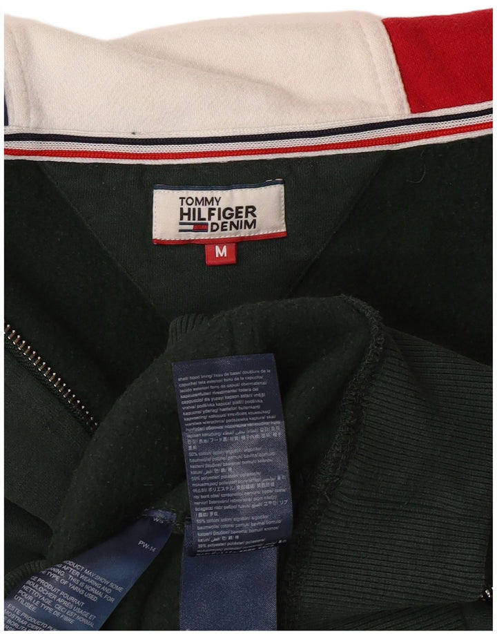 Suéter masculino com capuz e zíper TOMMY HILFIGER algodão verde médio
