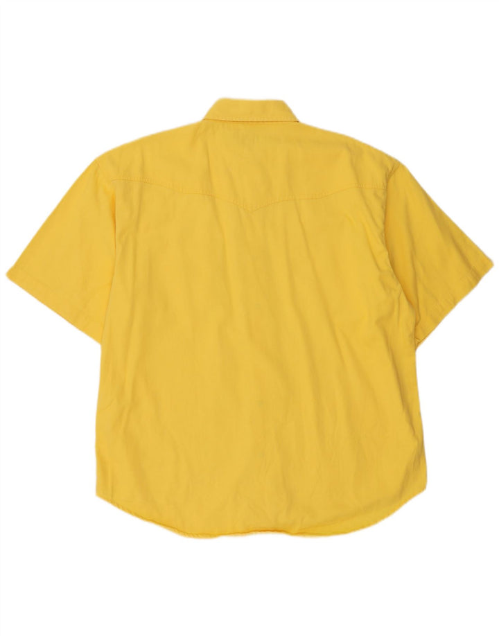 Camisa masculina vintage de manga curta grande algodão amarelo