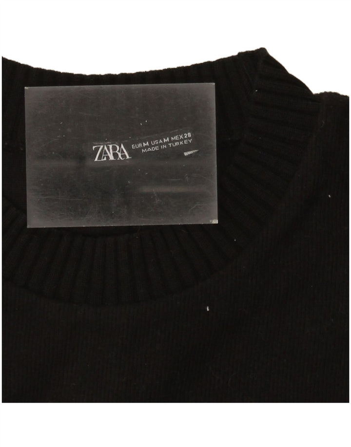 Zara Suéter feminino com gola redonda, Reino Unido 14 Médio Preto