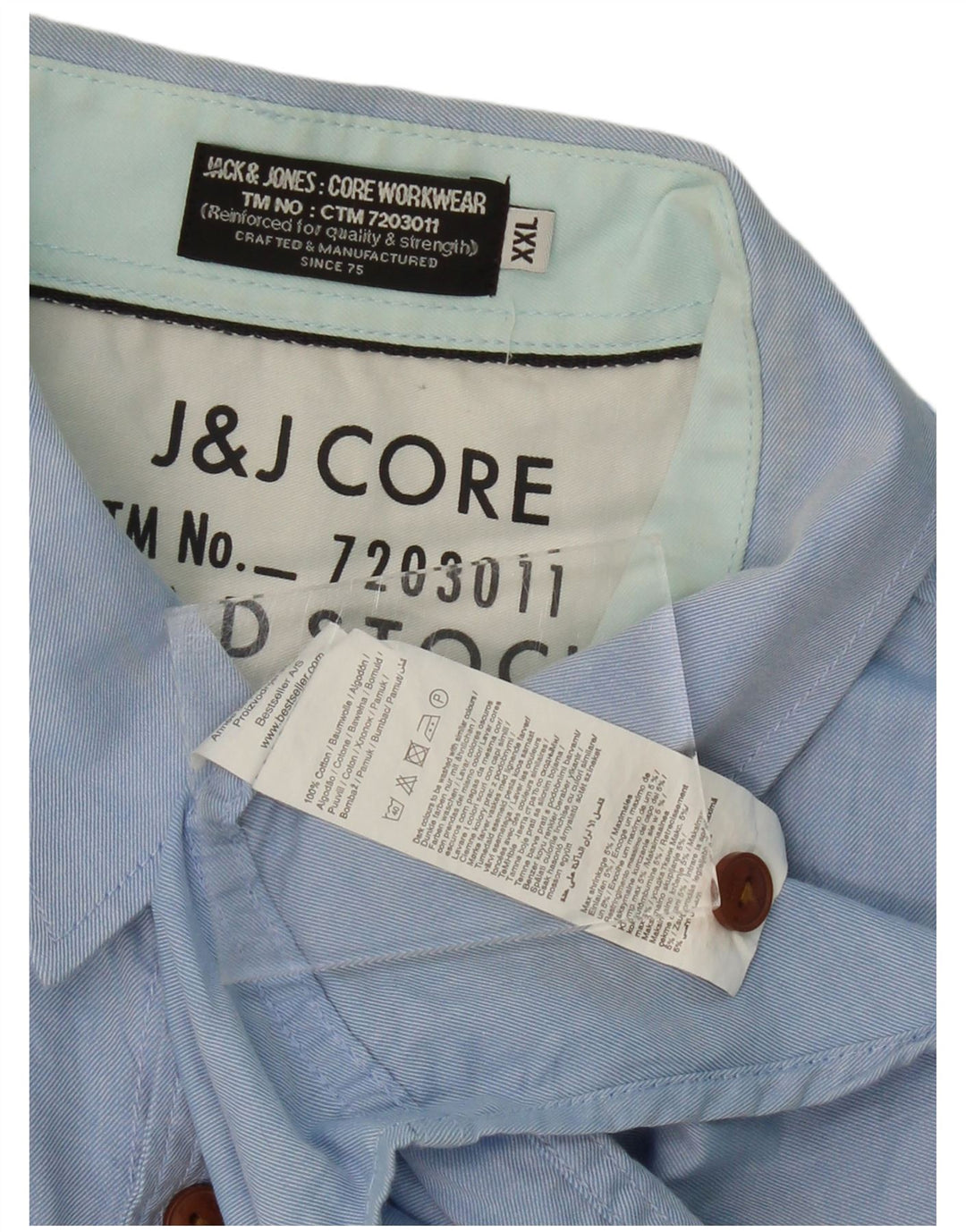 Camisa masculina de manga curta JACK & JONES 2XL algodão azul