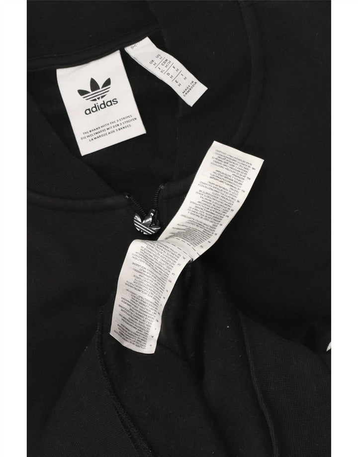Adidas Mens Zip Neck Moletom Jumper Médio Algodão Preto