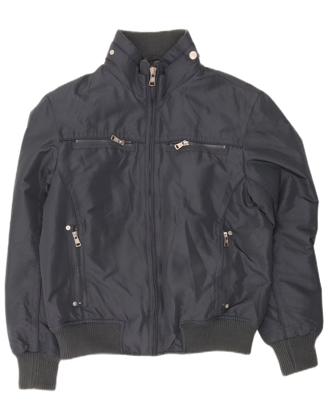 Jaqueta bomber masculina vintage UK 38 poliéster cinza médio