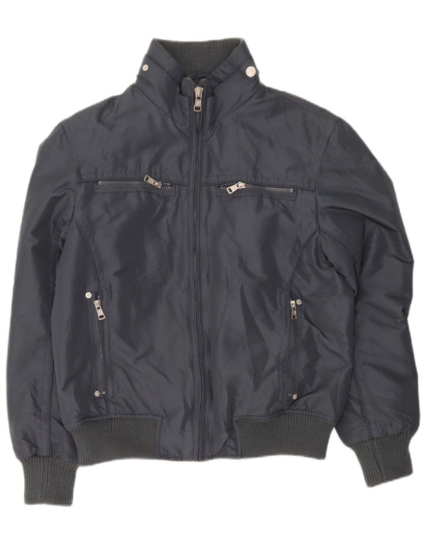 Jaqueta bomber masculina vintage UK 38 poliéster cinza médio