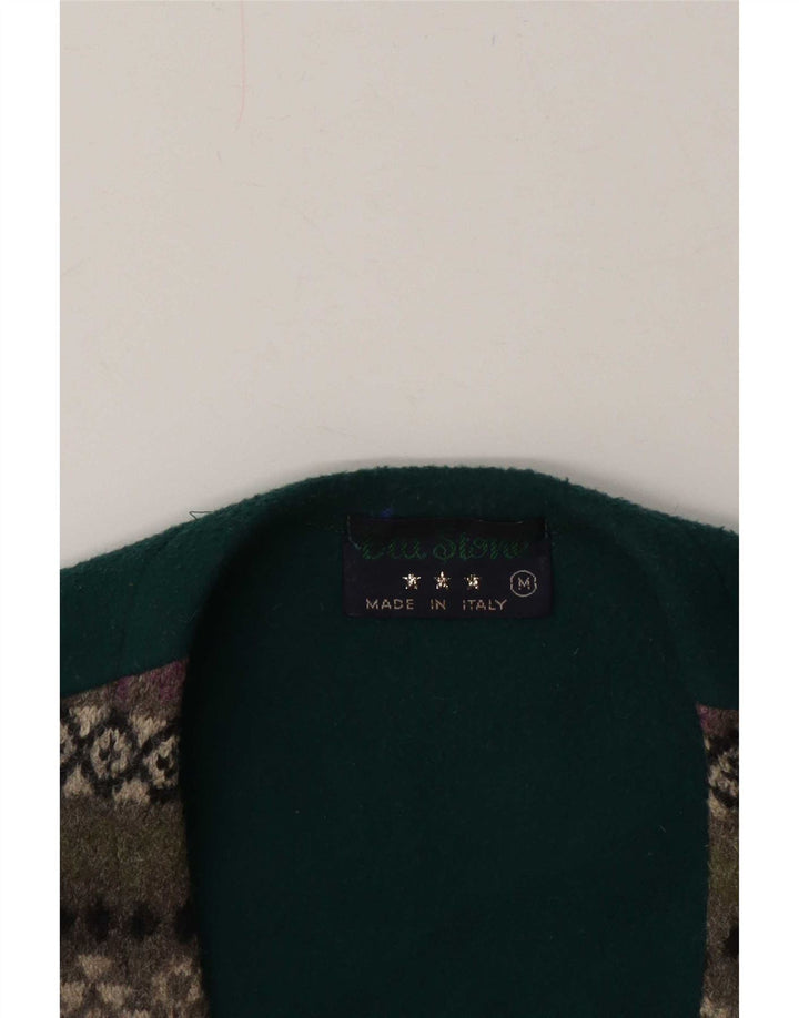 Colete masculino vintage médio verde Fair Isle