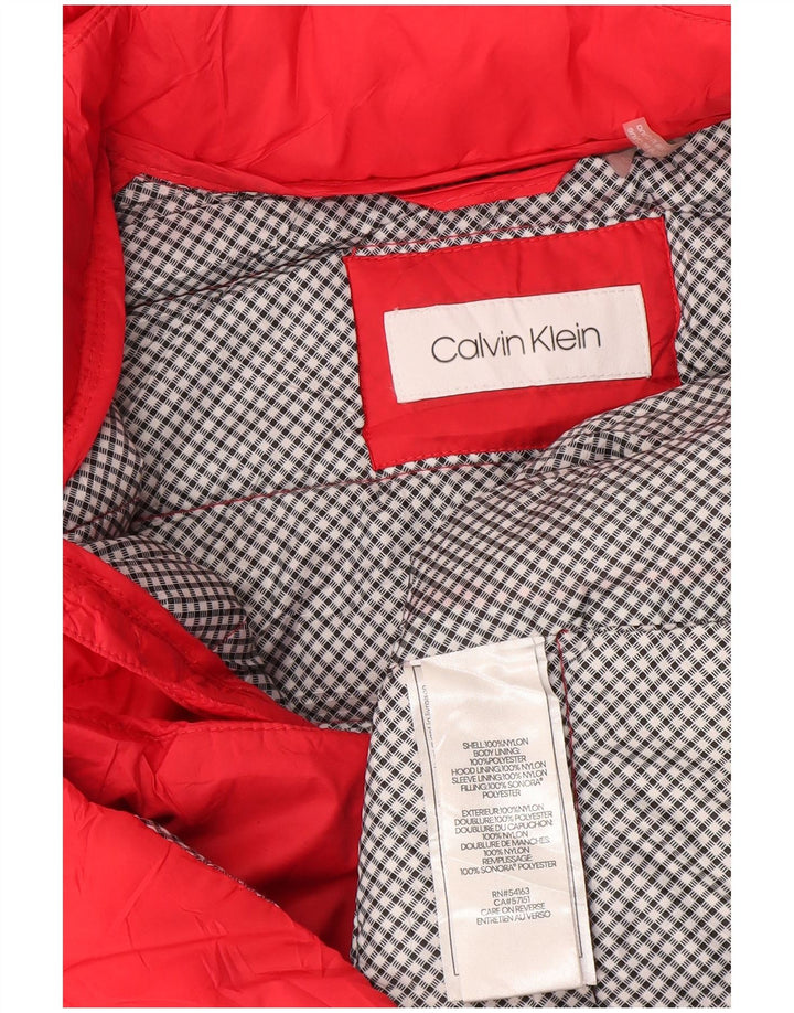 Jaqueta feminina acolchoada com capuz Calvin Klein Reino Unido 16 grande nylon vermelho