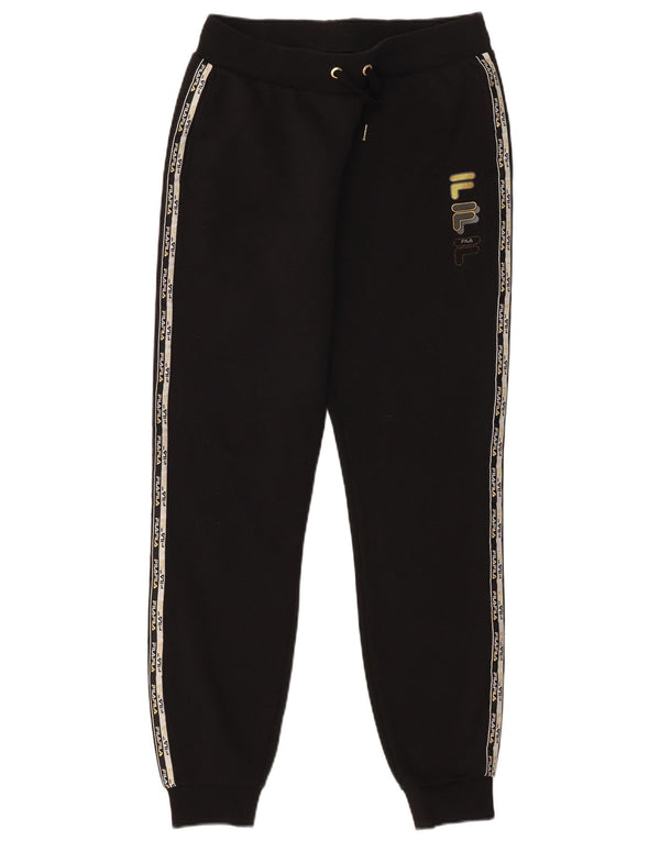 Fila Womens Graphic Tracksuit Trousers Joggers UK 12 Medium Black