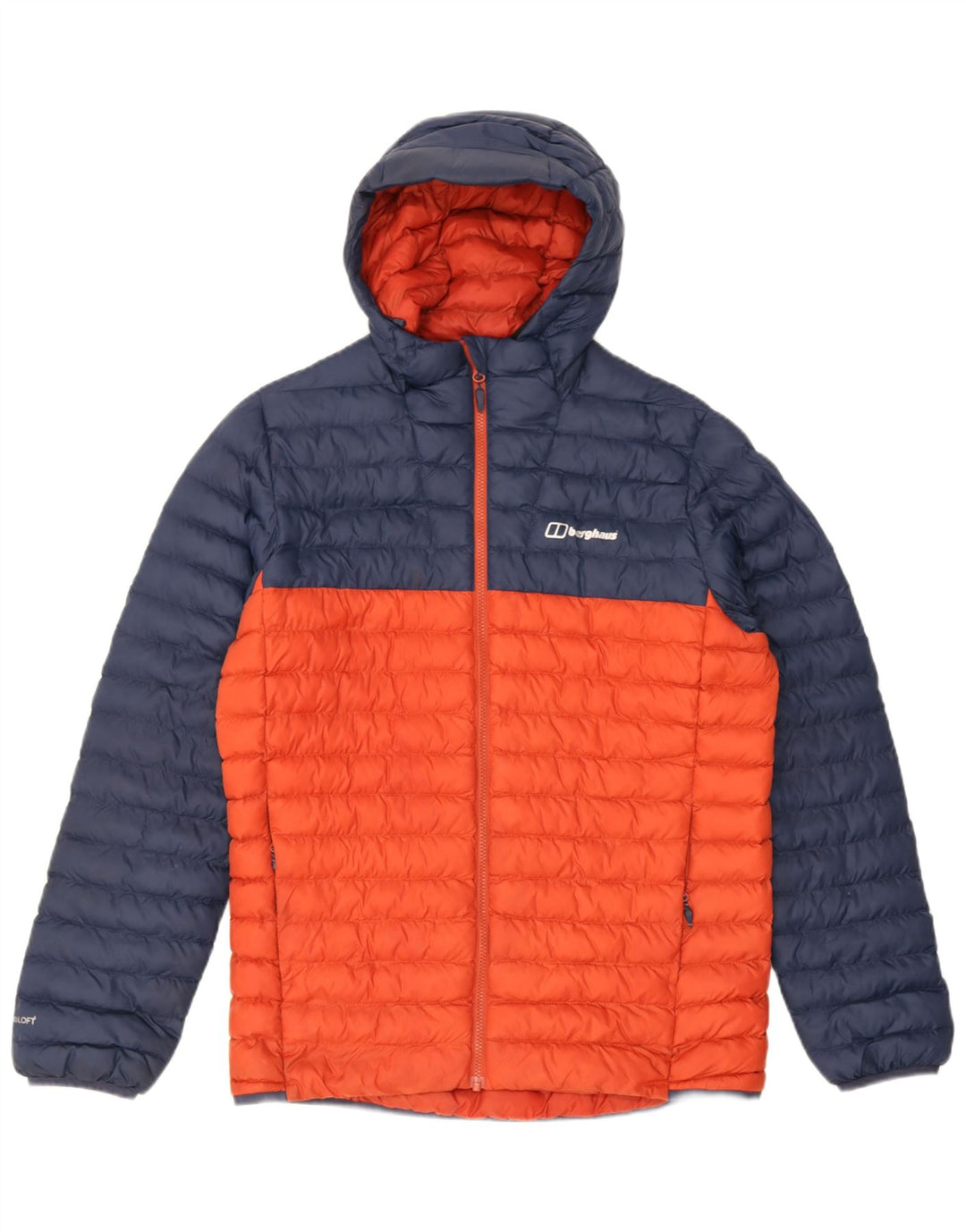 Jaqueta masculina acolchoada com capuz Berghaus UK 38 poliamida colorblock azul médio