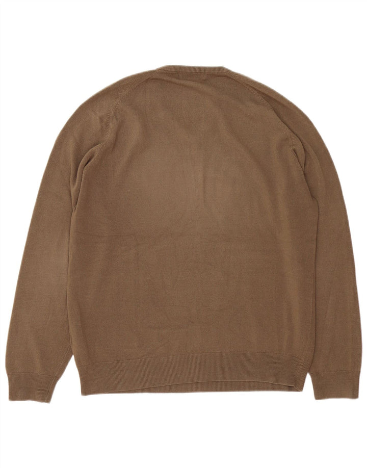 Suéter masculino Marks & Spencer Blue Harbor com decote em V marrom médio