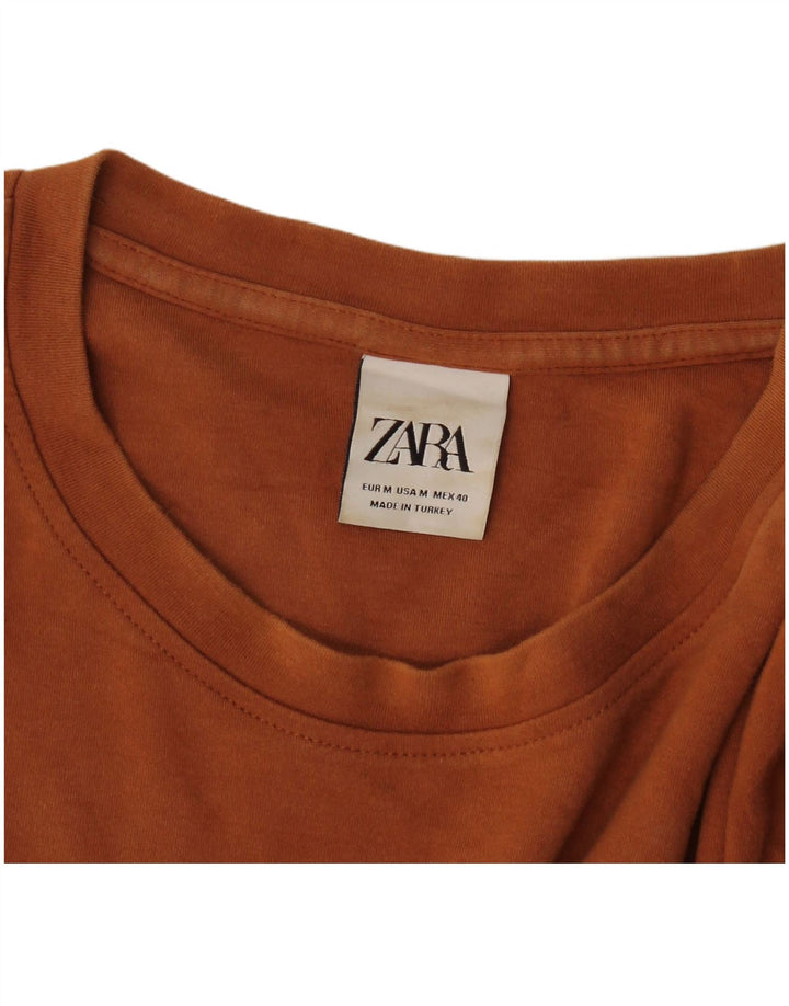 Zara Camiseta masculina Top Marrom Médio