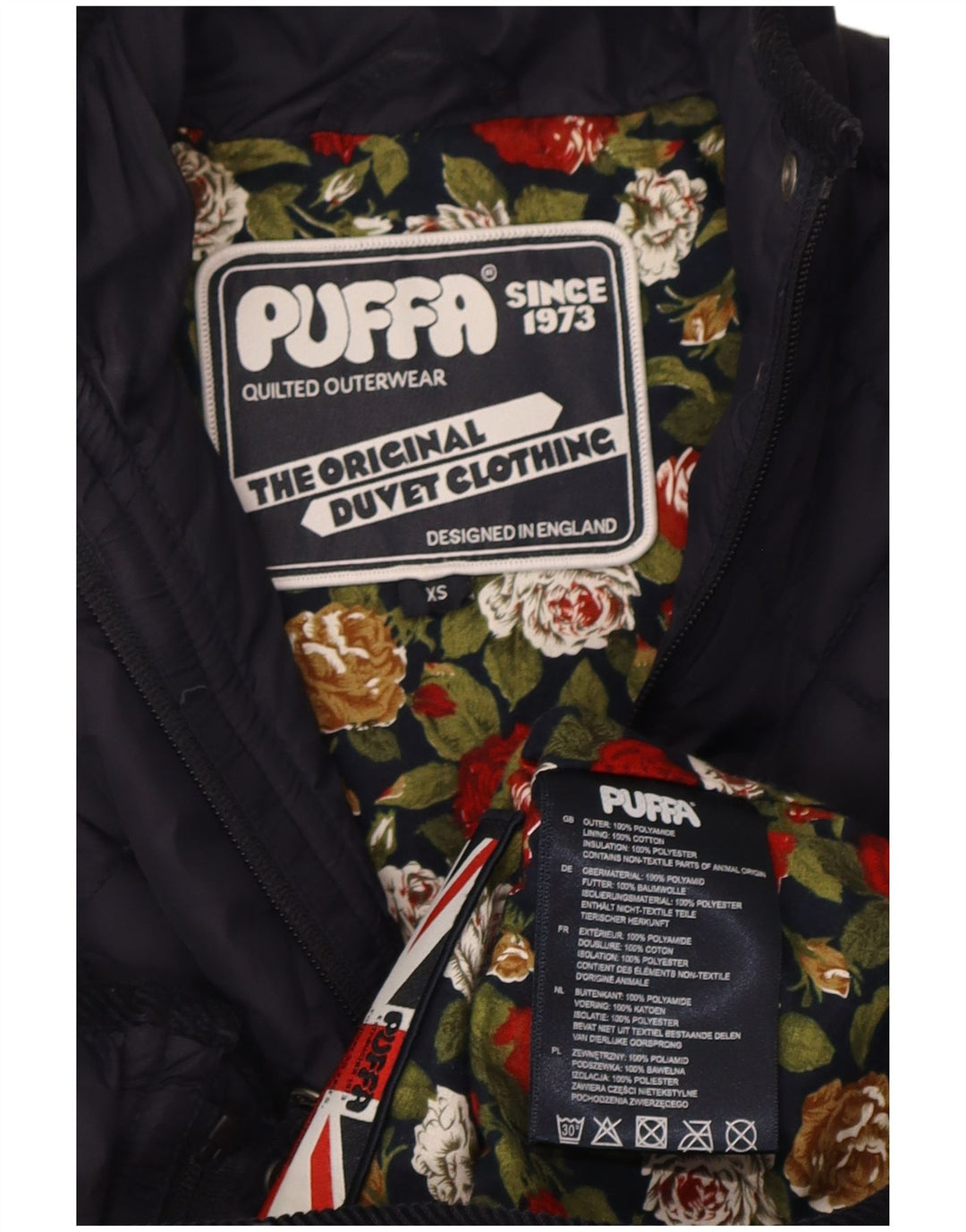 Jaqueta acolchoada feminina Puffa UK 6 XS azul marinho poliamida