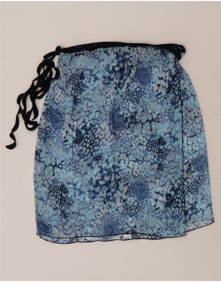 Saia feminina vintage W30 com estampa animal azul médio