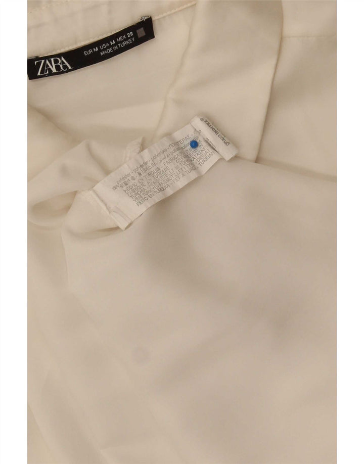 Zara Camisa Oversized Feminina UK 14 Médio Poliéster Branco