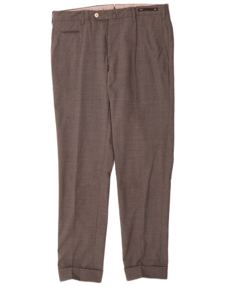 Calça masculina VINTAGE Slim Suit IT 48 Médio W32 L31 Lã Cinza