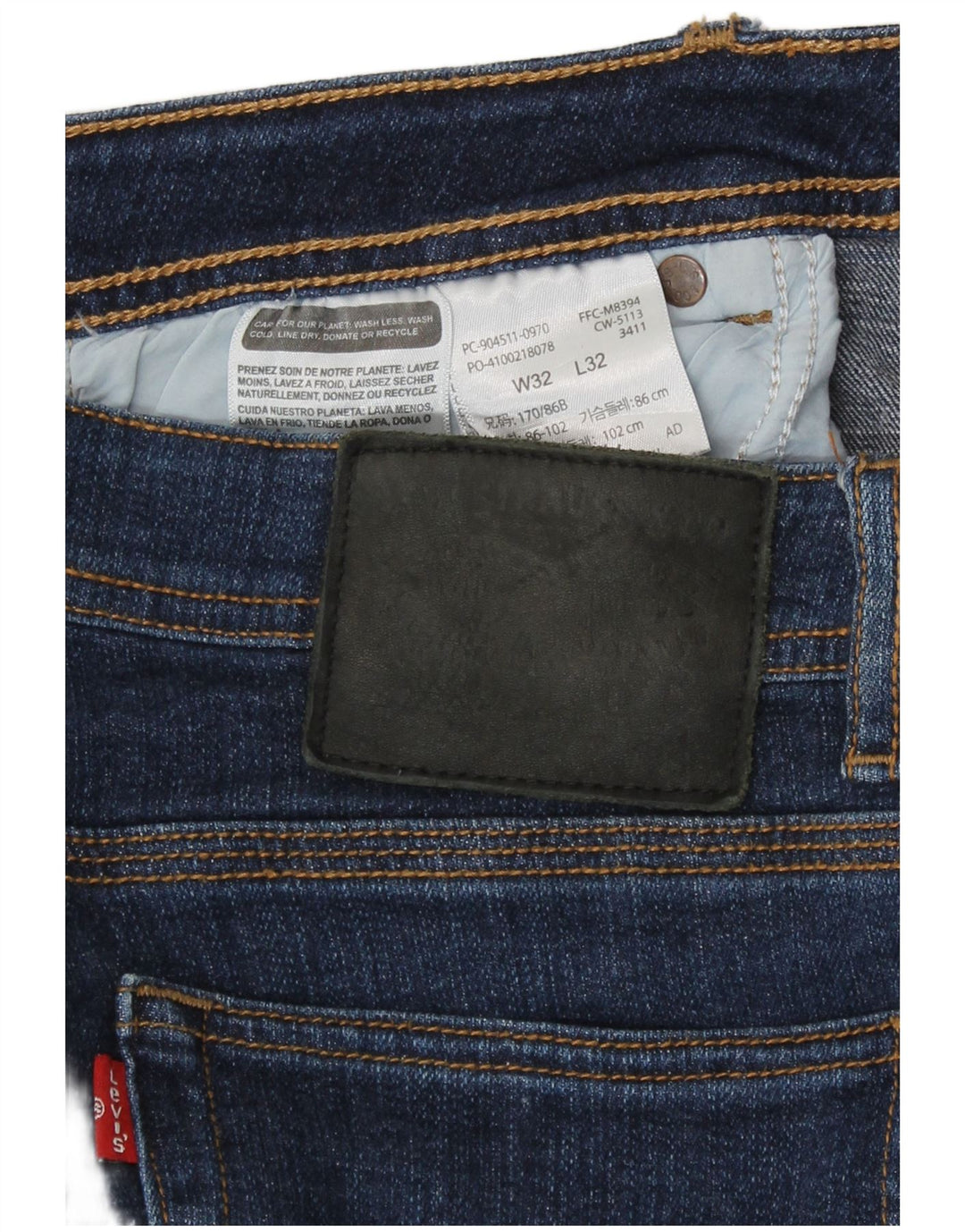 Levi's Mens Slim Jeans W32 L27 Azul Marinho Algodão