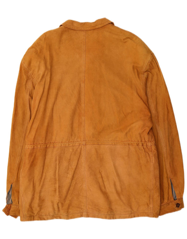 Jaqueta utilitária masculina de camurça Diana IT 52 XL couro bege