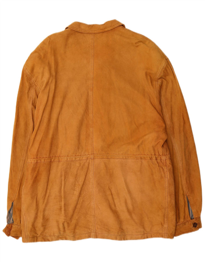 Jaqueta utilitária masculina de camurça Diana IT 52 XL couro bege