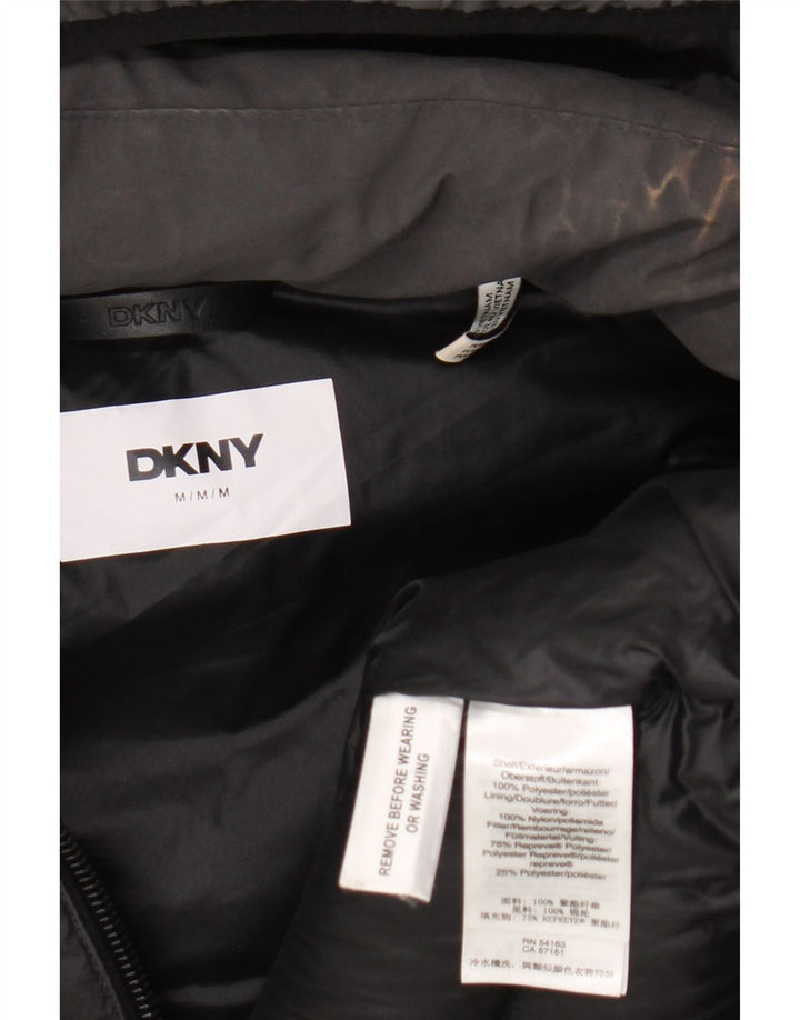 Casaco acolchoado com capuz feminino Dkny UK 14 poliéster cinza médio