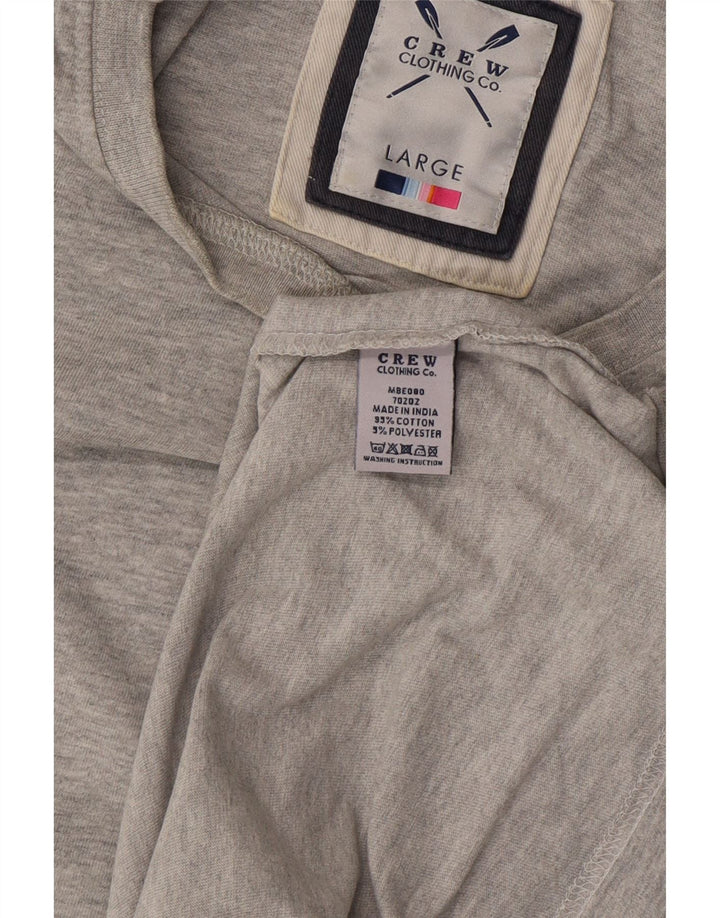 Camiseta masculina Crew Clothing Top grande algodão cinza