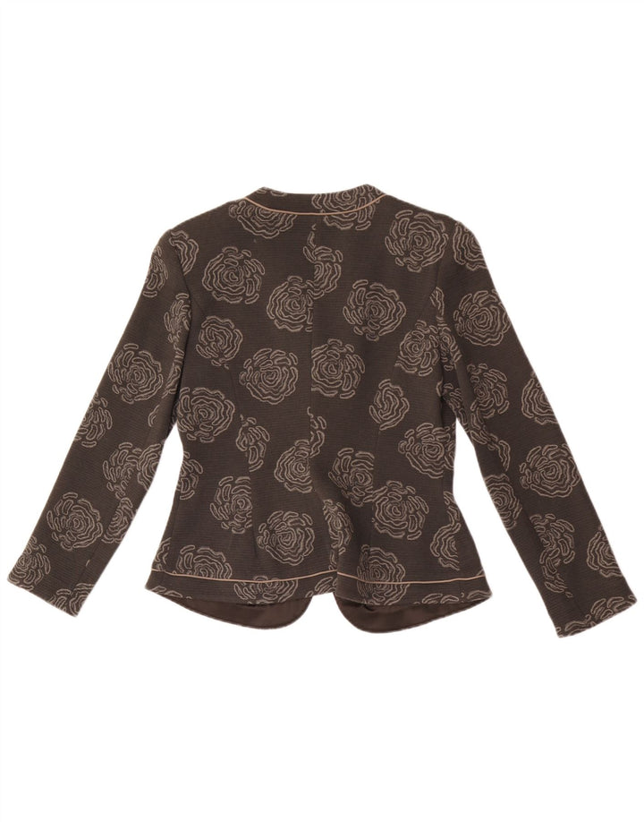 Jaqueta blazer feminina Armani Collezioni com 5 botões Reino Unido 10 pequeno cinza floral
