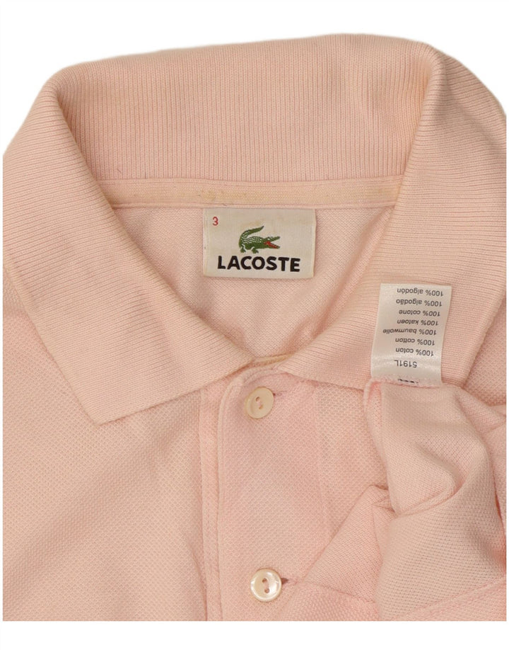 Camisa polo masculina Lacoste tamanho 3 pequeno algodão rosa