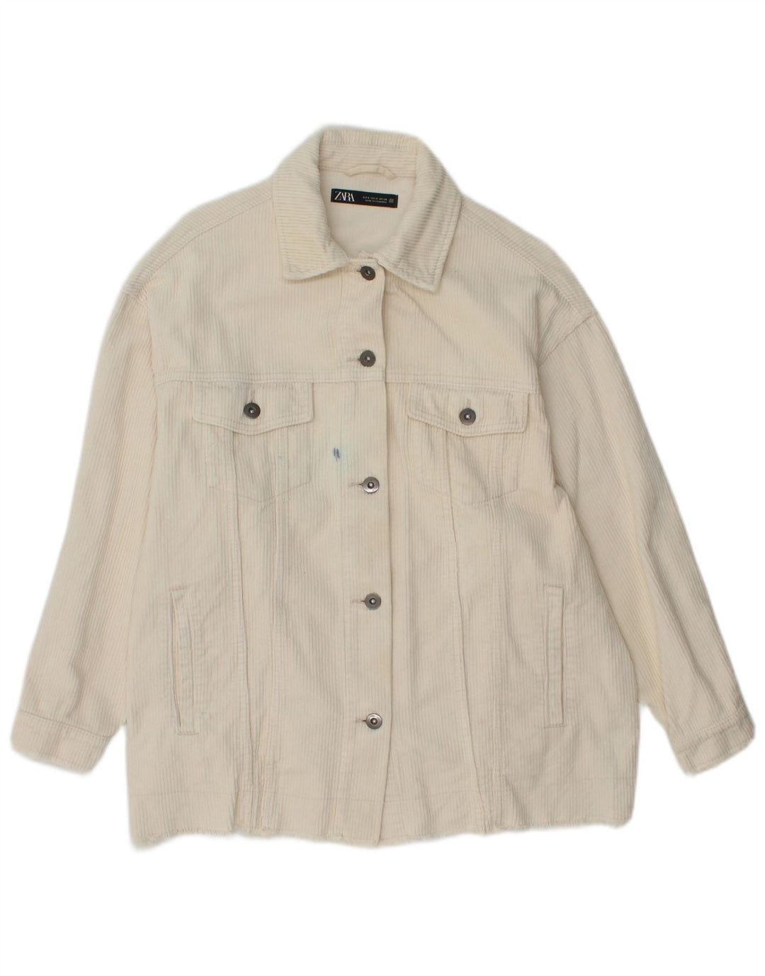 Jaqueta feminina de veludo cotelê Zara UK 10 pequeno algodão branco