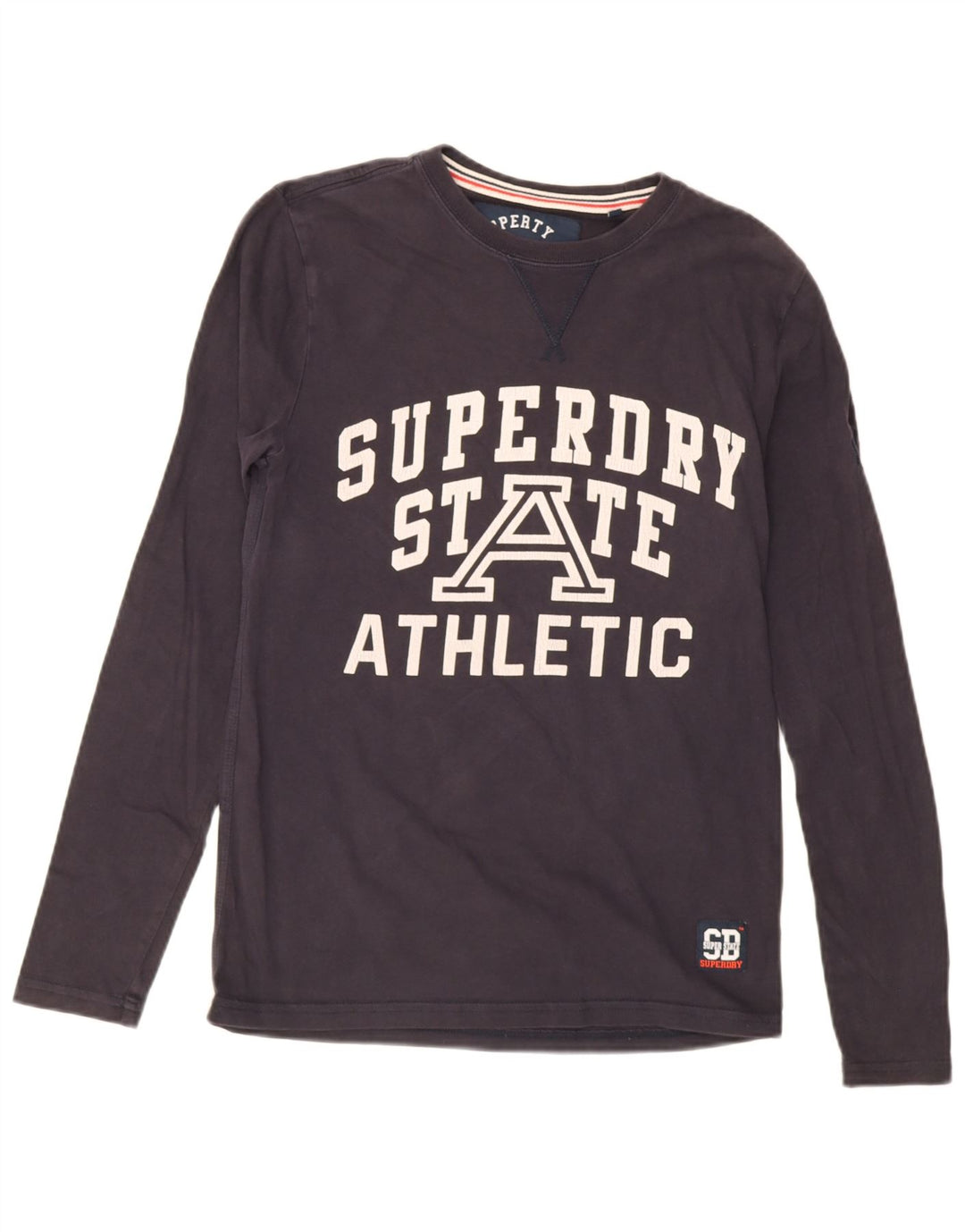 Top gráfico masculino Superdry manga comprida pequeno algodão azul marinho