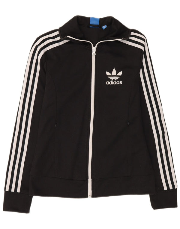 Adidas Womens Tracksuit Top Jacket UK 8 Pequeno Algodão Preto