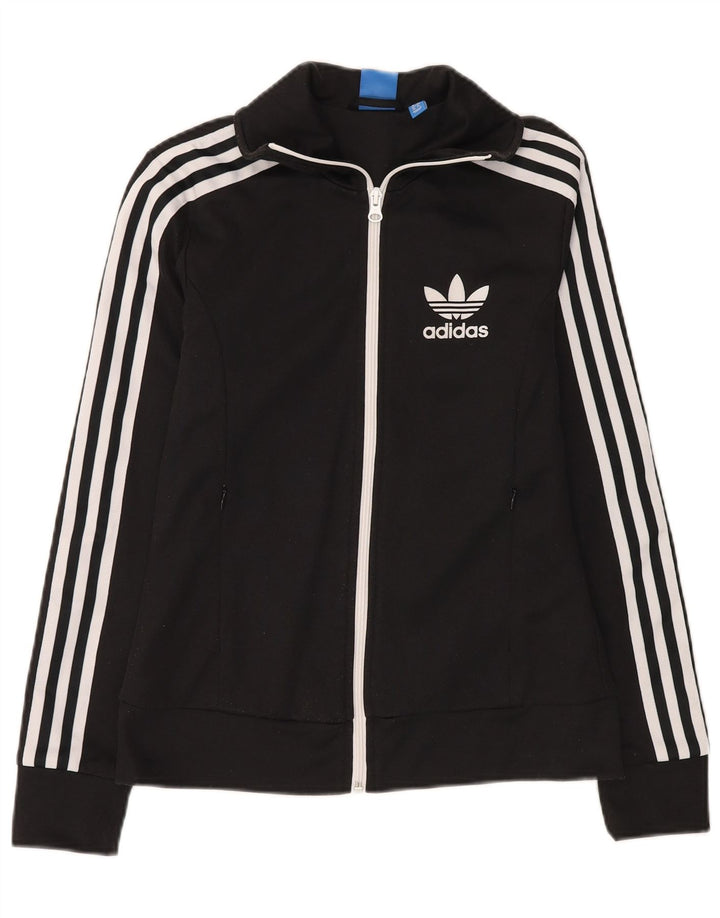 Adidas Womens Tracksuit Top Jacket UK 8 Pequeno Algodão Preto