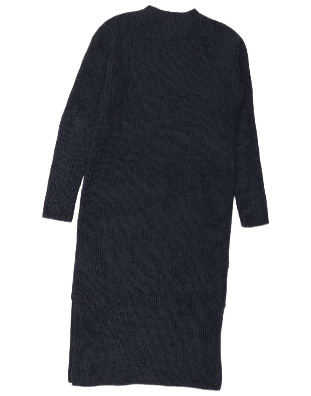 Vestido suéter feminino de manga comprida da Marks & Spencer, pequeno, azul marinho, poliéster
