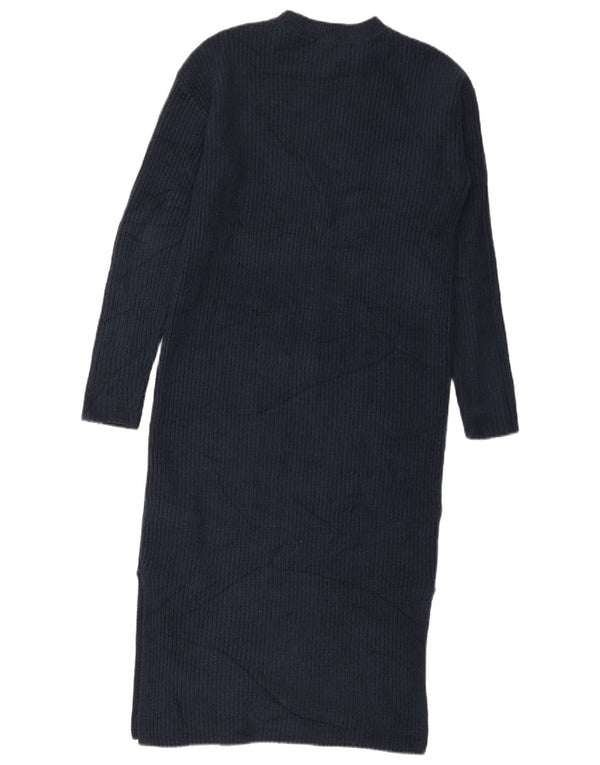 Marks & Spencer Womens Long Sleeve Jumper Dress Small Navy Blue Polyester