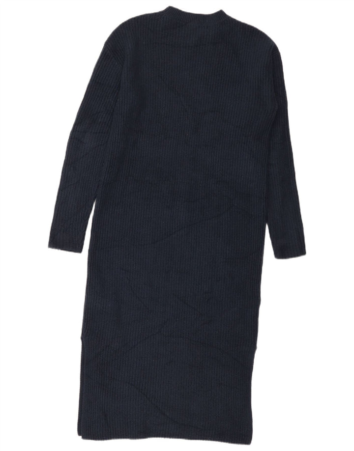 Vestido suéter feminino de manga comprida da Marks & Spencer, pequeno, azul marinho, poliéster