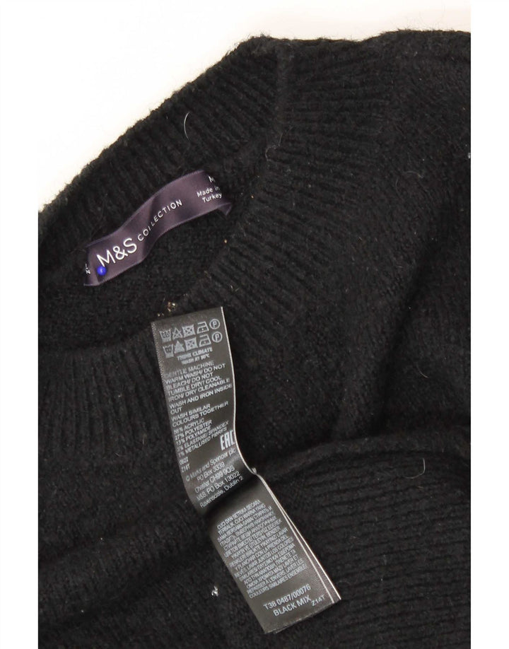 Suéter feminino Marks & Spencer com gola redonda Reino Unido 14 médio preto
