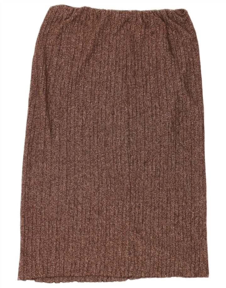 Saia reta de malha feminina Zara grande W30 poliéster manchado marrom