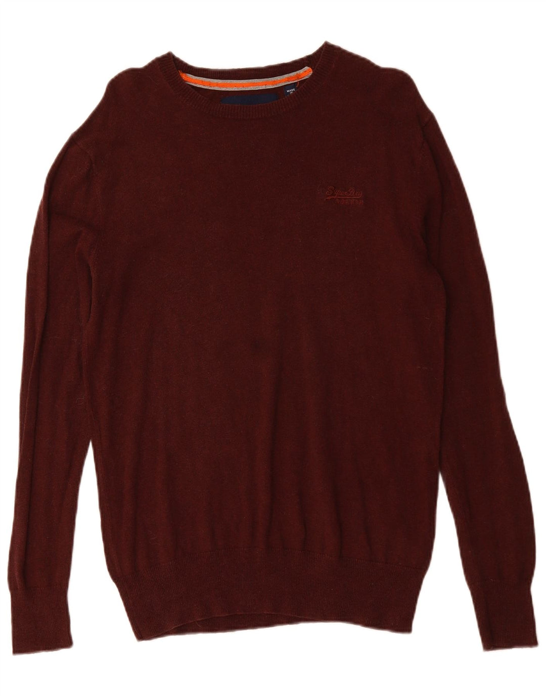 SUPERDRY Mens Boat Neck Jumper Sweater Medium Burgundy Cotton