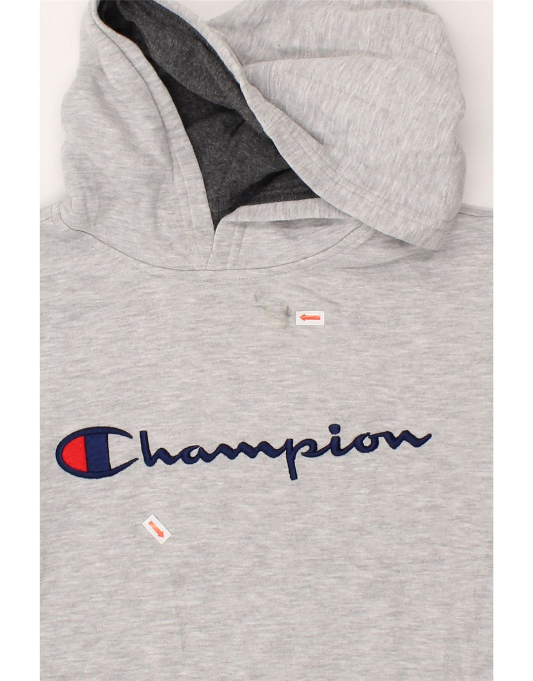 CHAMPION Womens Graphic Hoodie Jumper UK 18 XL Grey Cotton Vintage Champion and Second-Hand Champion from Messina Hembry 
