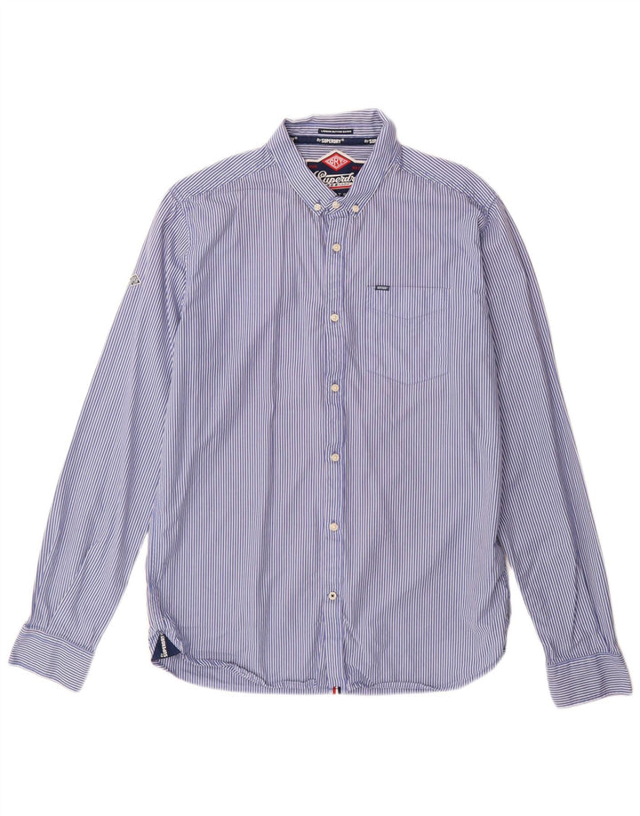 Camisa masculina Superdry XL listrada azul algodão