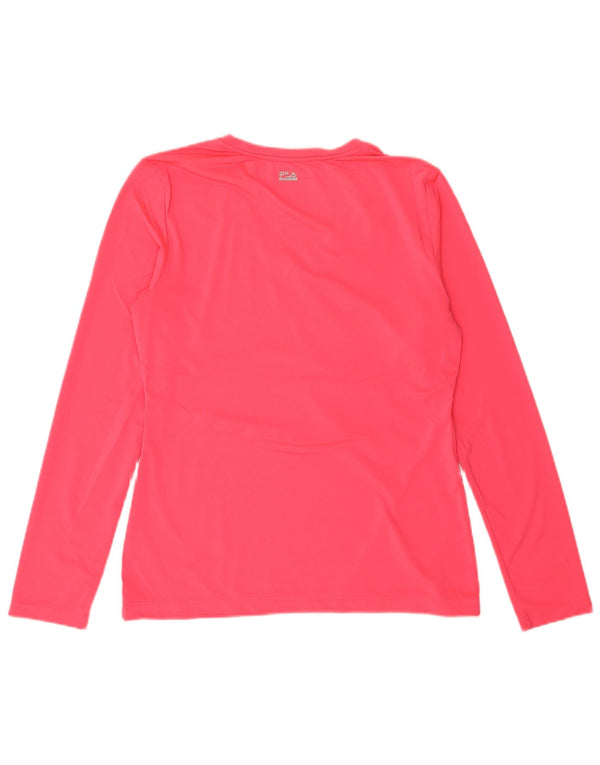 FILA Top Feminino Manga Longa UK 16 Grande Poliéster Rosa