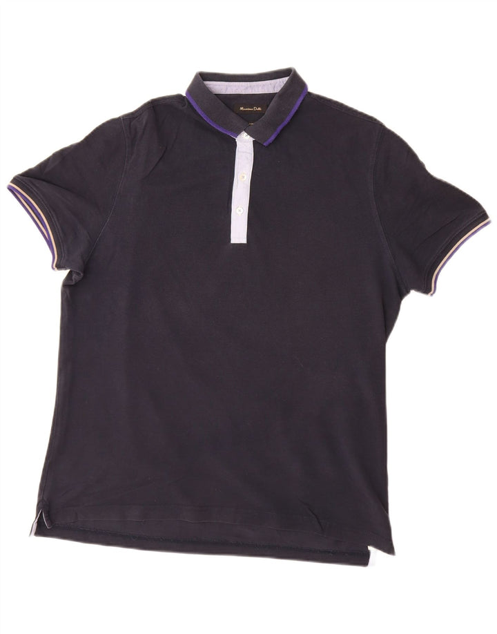Camisa polo masculina MASSIMO DUTTI XL azul marinho algodão