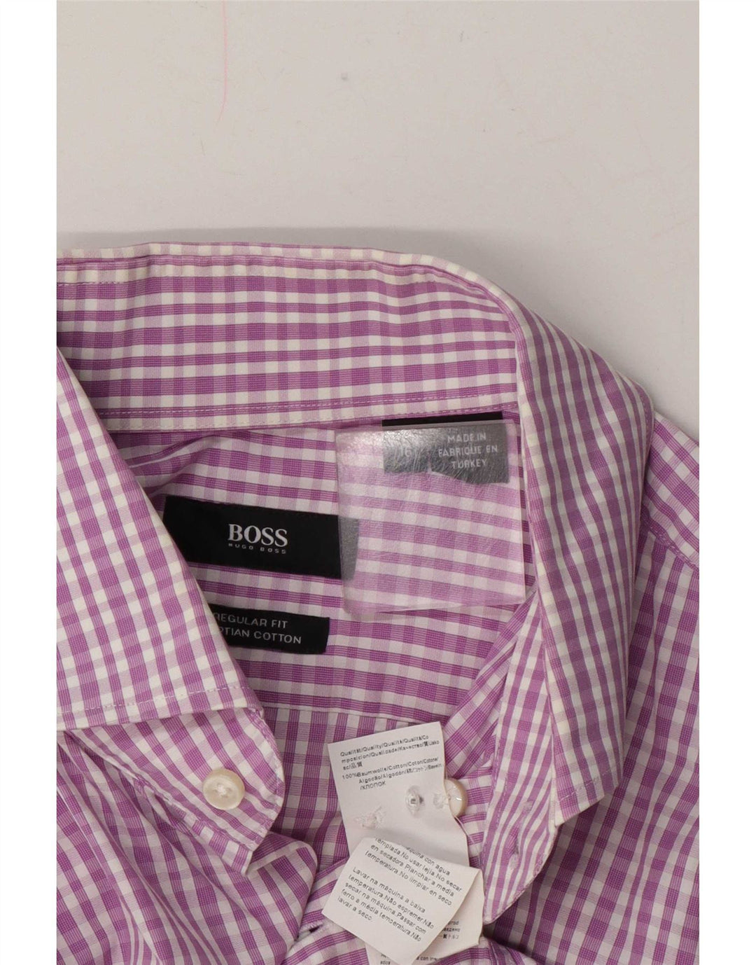 Camisa masculina Hugo Boss Regular Fit tamanho 41 16 grande algodão xadrez rosa