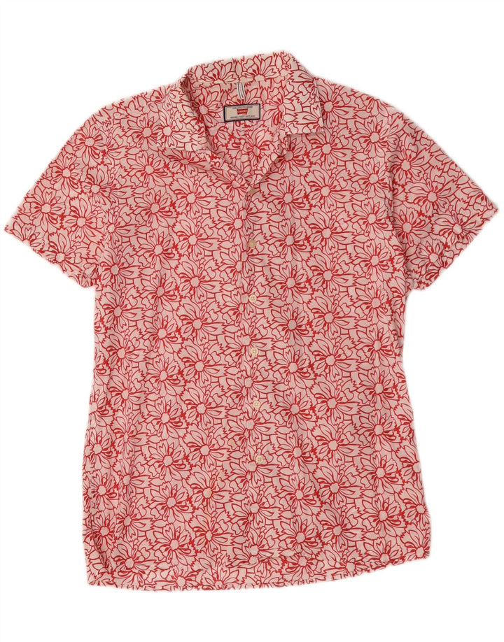 Camisa masculina Carrera manga curta médio branco floral
