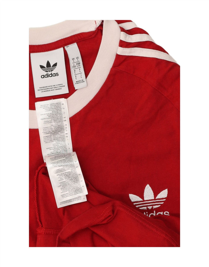 Adidas Mens Camiseta Top Grande Algodão Vermelho