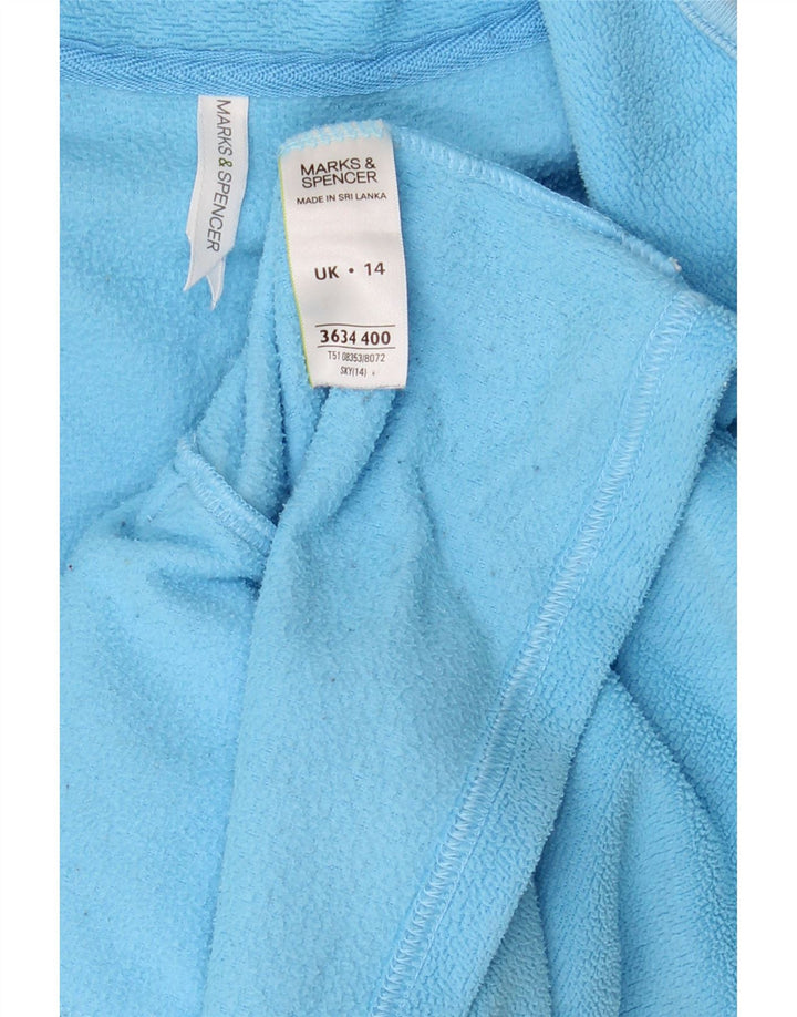 Jaqueta de lã feminina Marks & Spencer Reino Unido 14 grande poliéster azul