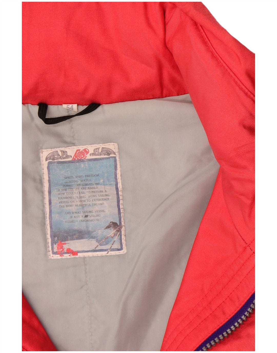 Jaqueta de esqui masculina vintage IT 54 XL poliamida colorblock multicolorida