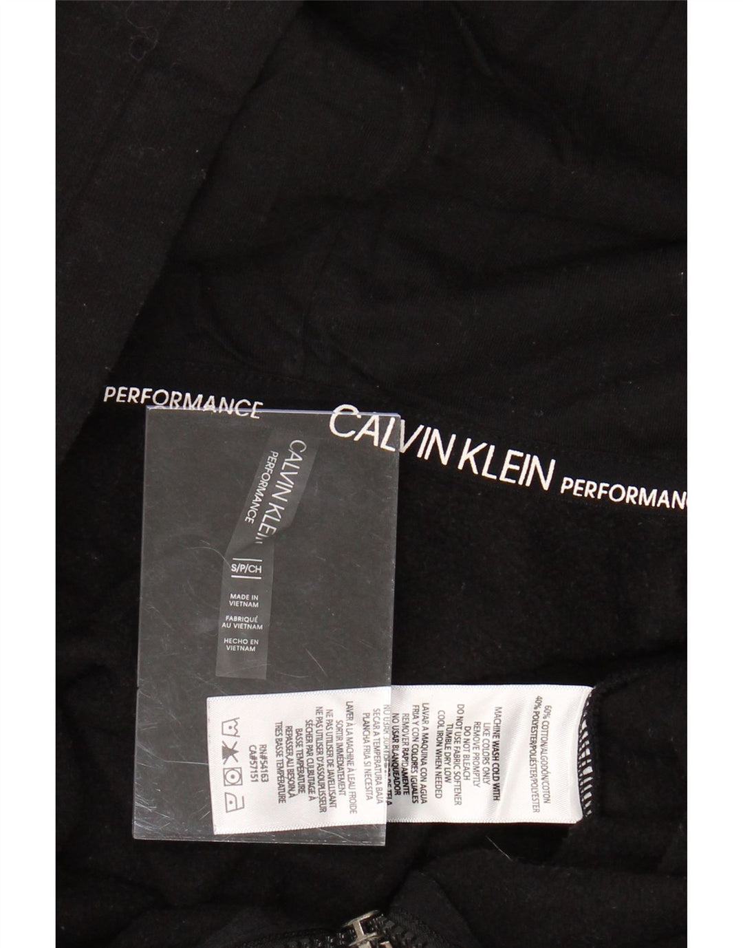 Suéter feminino CALVIN KLEIN com capuz e zíper gráfico grande Reino Unido 10 pequeno preto