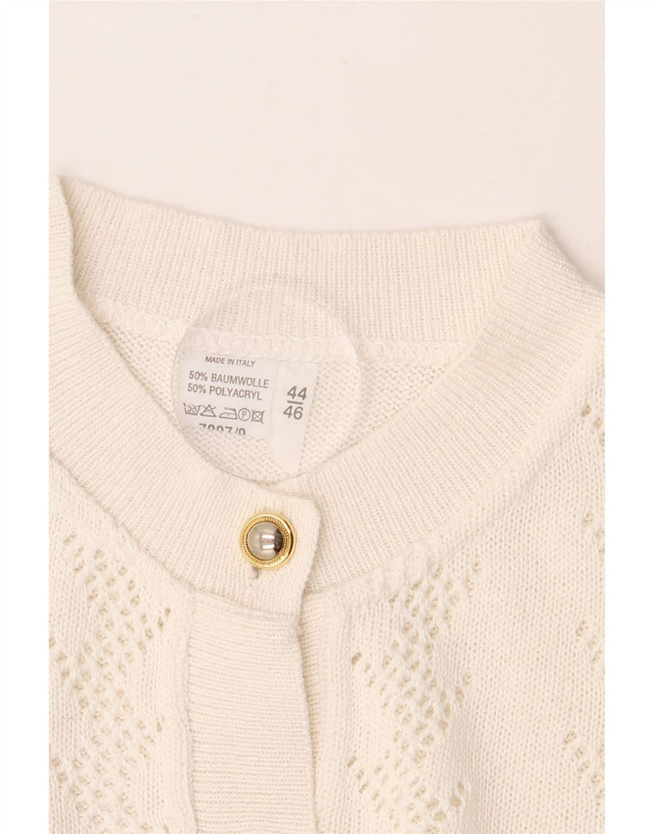 VINTAGE Womens Oversized Cardigan Sweater IT 44/46 Large White Cotton Vintage Vintage and Second-Hand Vintage from Messina Hembry 