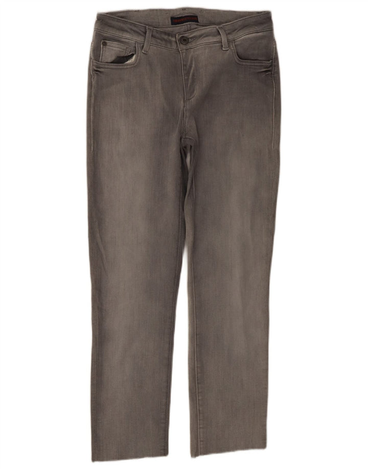 Jeans retos femininos TRUSSARDI W27 L25 algodão cinza