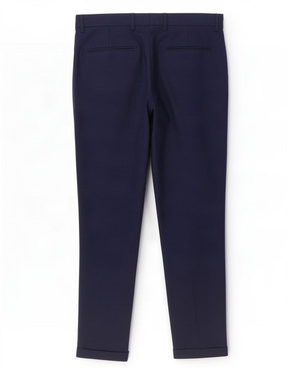 Zara Calça Chino Masculina Reta EU 40 Médio W31 L27 Azul Marinho Poliéster