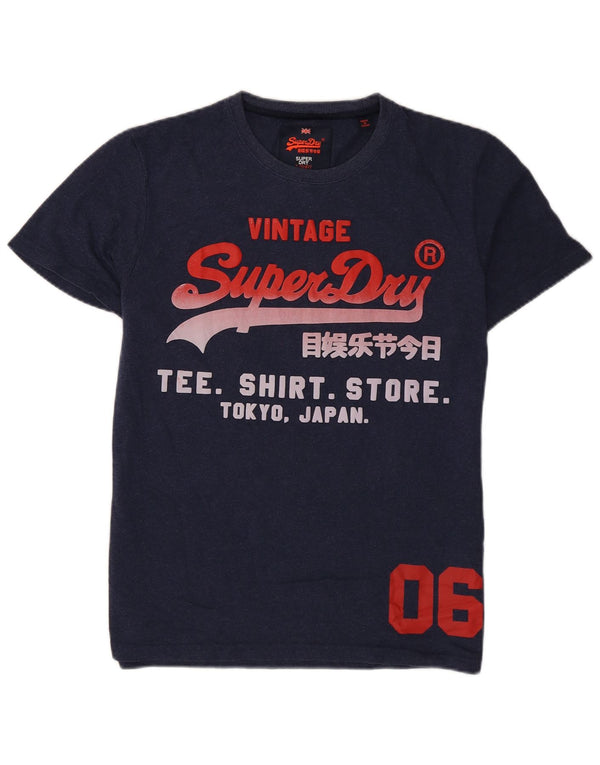 Camiseta gráfica masculina Superdry Top XL algodão azul marinho
