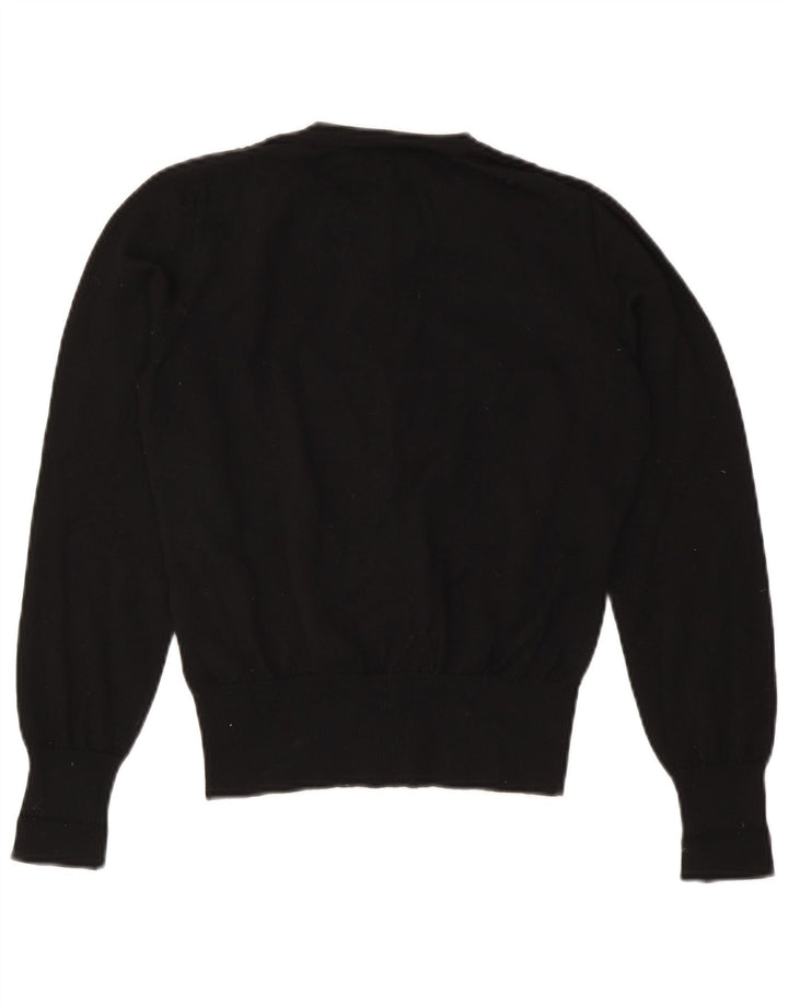 Suéter cardigã feminino Luisa Spagnoli Reino Unido 14 lã geométrica preta média