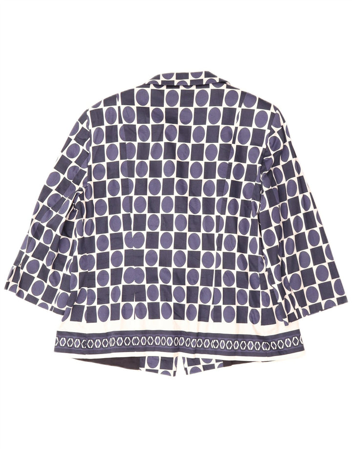 Blazer feminino Perte by Krizia UK 16 grande azul marinho geométrico
